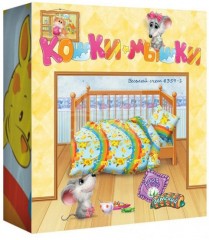 Комплект постельного белья для детской кроватки "Пчелки" (бязь, 1 наволочка 40х60), цвет голубой - Фото 2