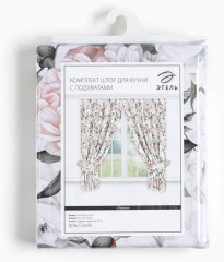 Комплект штор для кухни с подхватами «Пионы» - Фото 4