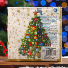 Набор салфеток бумажных «Новогодняя ель на белом» - Фото 1