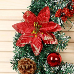 Венок новогодний «Шишки с красными цветами» - Фото 1