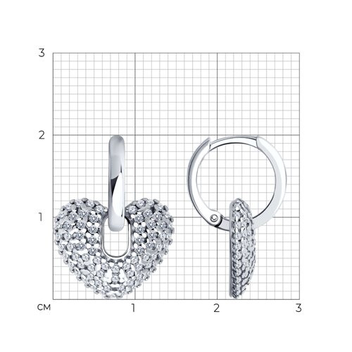 Серьги из серебра с фианитами