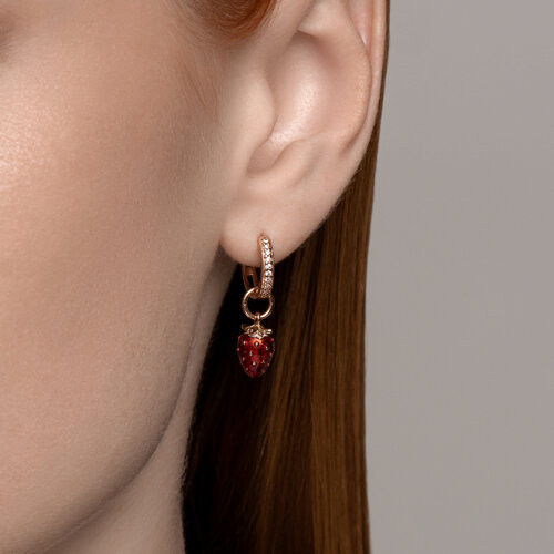 Серьги из золочёного серебра с фианитами и эмалью