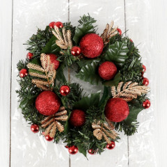 Венок новогодний «Красные шарики» - Фото 2