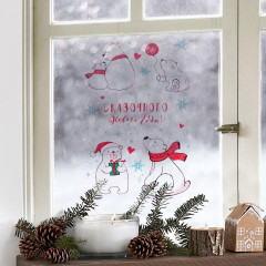 Набор наклеек на окно многоразовых «Новогодние мишки» - Фото 1