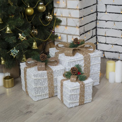 Фигура светодиодная «Подарки с бежевой лентой» - Фото 1