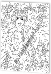 Раскраска в стиле anime «Парень с гитарой» - Фото 2