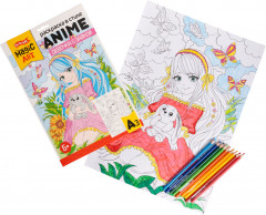Раскраска в стиле anime «Девочка с зайкой» - Фото 3