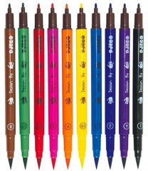 Набор двухсторонних фломастеров (классические цвета, 10 штук) - Фото 1