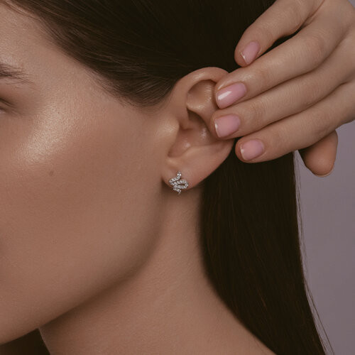 Серьги из серебра с фианитами