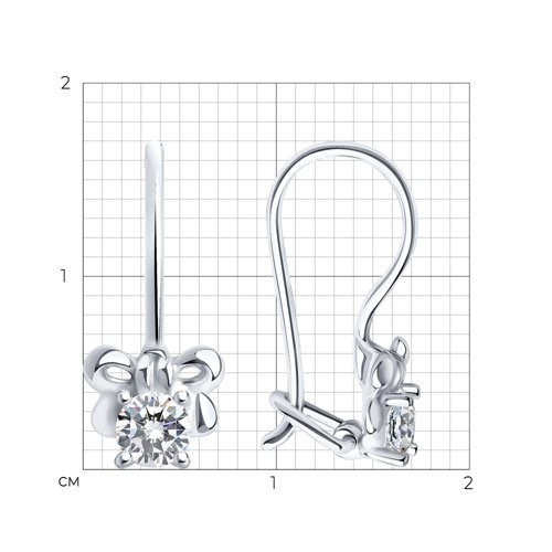 Серьги из серебра с фианитами