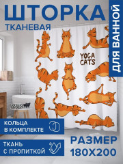 Штора для ванной комнаты «Йога и кот» - Фото 1