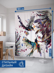 Штора для ванной «Колибри в красках» - Фото 2