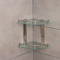 Полка для ванной комнаты двухъярусная угловая - Фото 2