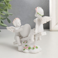 Фигурка декоративная «Ангелочки в розовых веночках качаются на качалке» - Фото 3