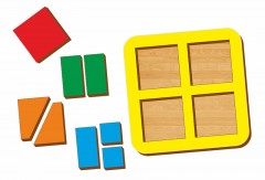 Рамка - вкладыш «Сложи квадрат 4 квадрата, уровень 1» - Фото 1