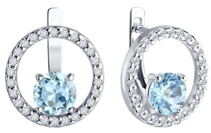 Серьги из серебра с топазами и фианитами