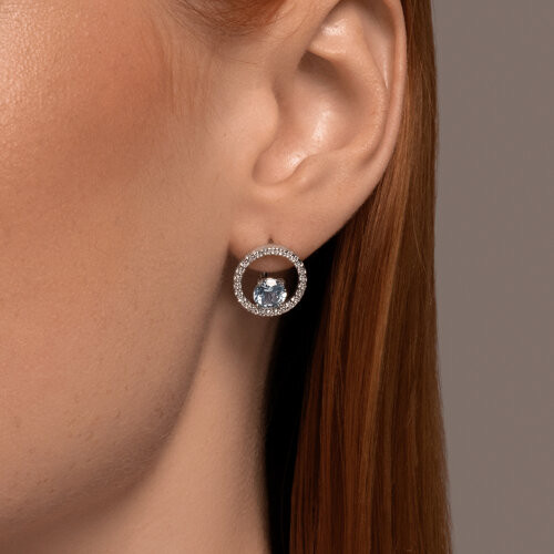 Серьги из серебра с топазами и фианитами