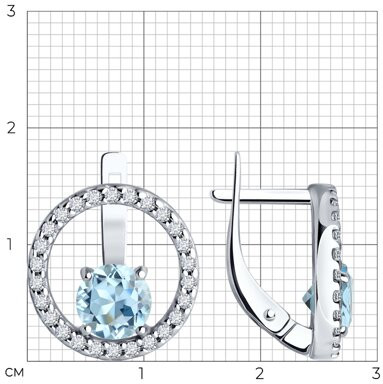 Серьги из серебра с топазами и фианитами