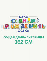 Гирлянда бумажная для мальчика «С Днём рождения» - Фото 2