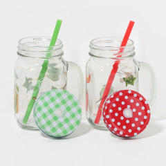 Набор банок с крышками и трубочками «Свежий бриз» - Фото 1