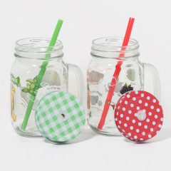 Набор банок с крышками и трубочками «Яркий лимонад» - Фото 1