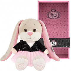 Игрушка мягкая «Зайка Лин в чёрной куртке и розовой юбке» - Фото 1