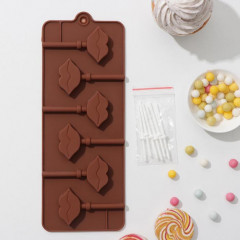 Форма силиконовая для для леденцов, с палочками «Поцелуй» - Фото 1