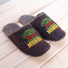 Тапки с вышивкой «100% мужик» - Фото 2