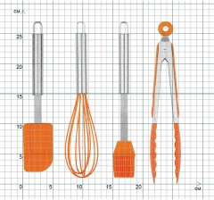 Набор силиконовых инструментов «Подарок кулинару» (оранжевый, 4 предмета) - Фото 1