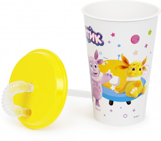 Стакан с крышкой и трубочкой «Лунтик»