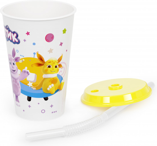Стакан с крышкой и трубочкой «Лунтик»