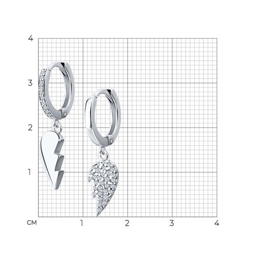 Серьги из серебра с фианитами