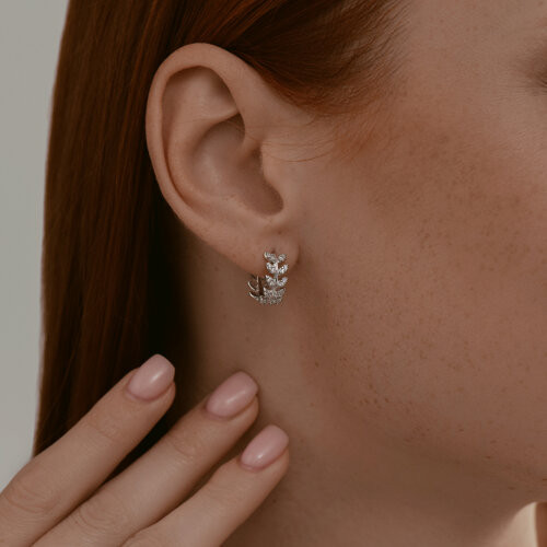 Серьги из серебра с фианитами