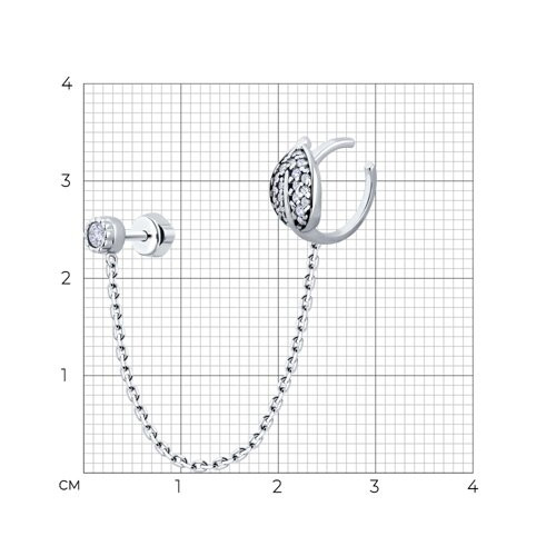 Серьга из серебра с фианитами