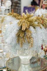 Ветка сосны заснеженная (91 см), тройная, с пайетками - Фото 1