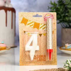 Набор «Свеча для торта с фонтаном. Цифра 4» - Фото 1