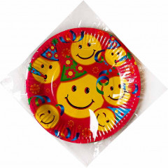 Набор для праздника «Смайлики», скатерть, 6 тарелок, 6 язычков, 23*21см, картон/пластик - Фото 1