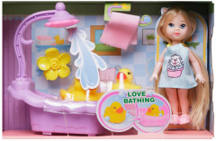 Набор игровой «Кукла в голубом платье в ванной комнате» - Фото 2