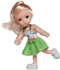 Кукла со стеклянными глазами в бело-зеленом платье - Фото 3