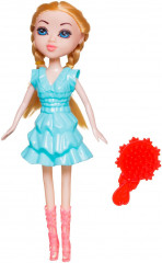 Кукла в бирюзовом платье, в сапожках, с расческой - Фото 2