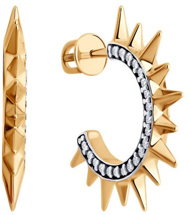 Серьги из золочёного серебра с фианитами