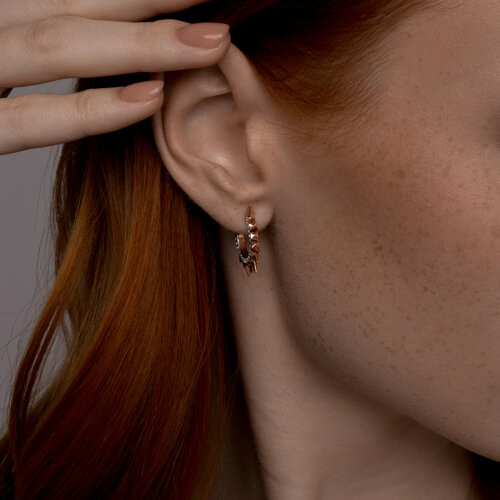 Серьги из золочёного серебра с фианитами