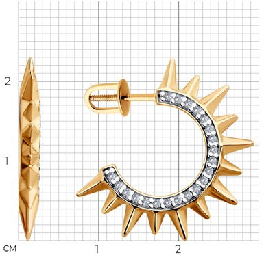 Серьги из золочёного серебра с фианитами