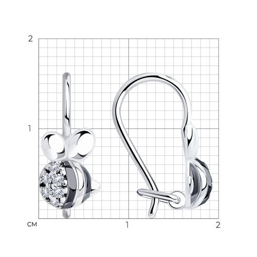 Серьги из серебра с фианитами