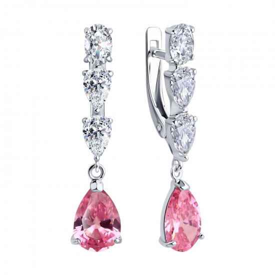 Серьги из серебра с фианитами