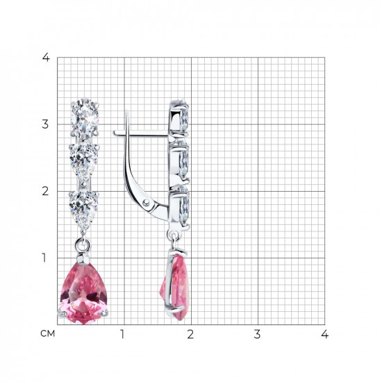 Серьги из серебра с фианитами