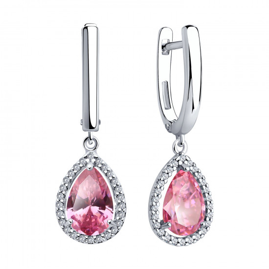 Серьги из серебра с фианитами