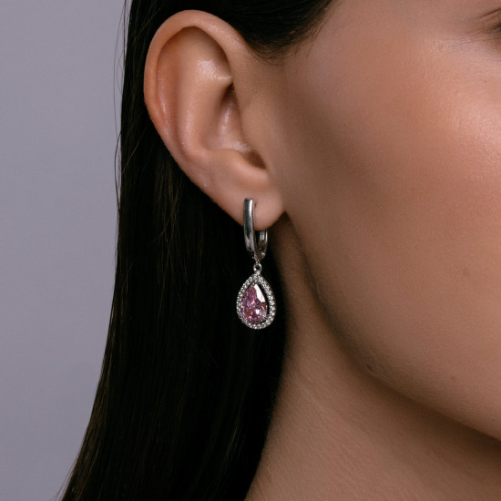 Серьги из серебра с фианитами