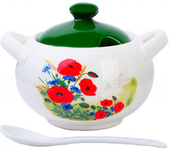 Сахарница с крышкой и ложкой «Цветущие маки» - Фото 1