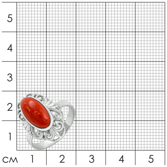 Кольцо из серебра с кораллом